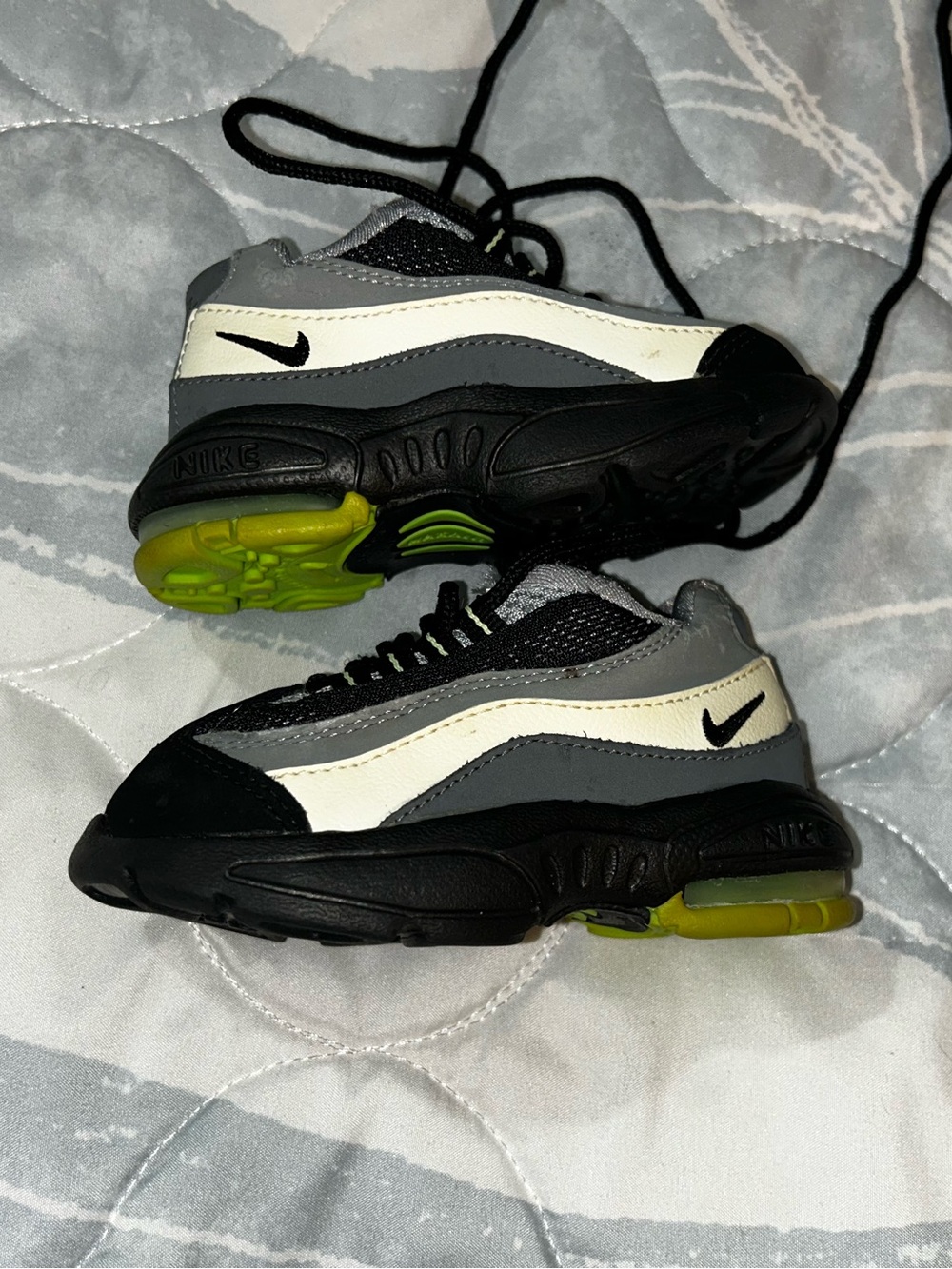 Nike Kids Black & Gray Sneakers with Neon Green Accents - Picture 5 of 7